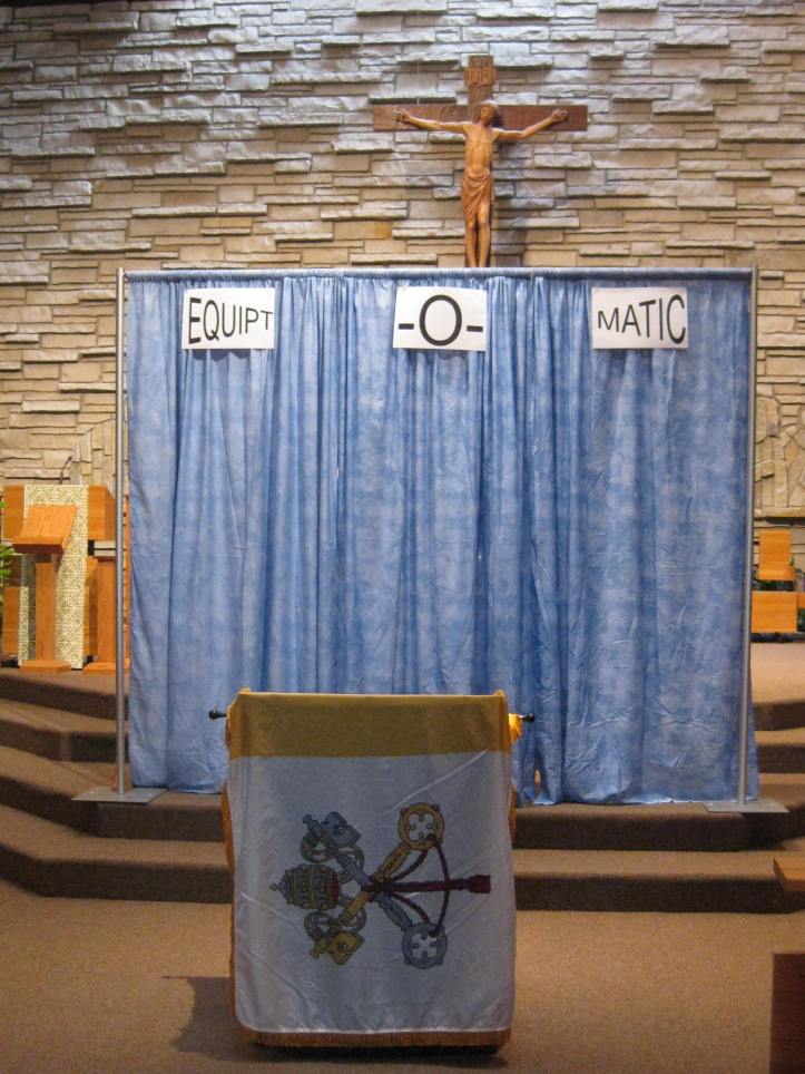 We started the trip with a visit from Catholic Academy and their Equipt-O-Matic showing what the perfectly equipped Family Formation parent is like.